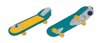 ターボエンジン付きのスケートボード